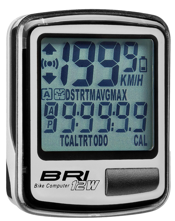 Велокомпьютер BRI-12W беспроводной, 12 функций, серый 60054