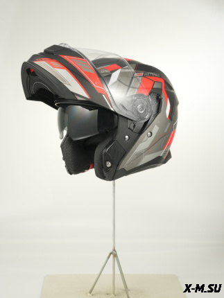 Шлем модуляр HETOSHI FF935 Shogun цв.Черно-серо-красный  Матовый  р.XXL